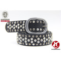 Leather belt factory colorful leather and rhinestone rivet belt